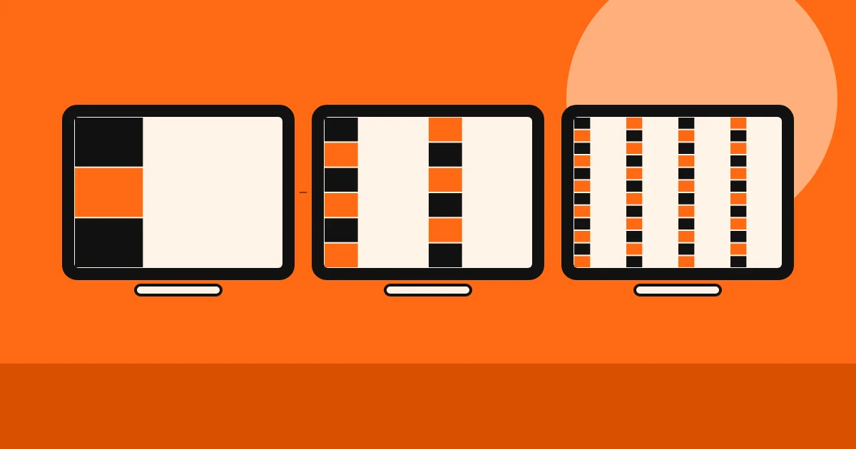 Três telas com densidade crescente de pixels, representando HD, Full HD e 4K