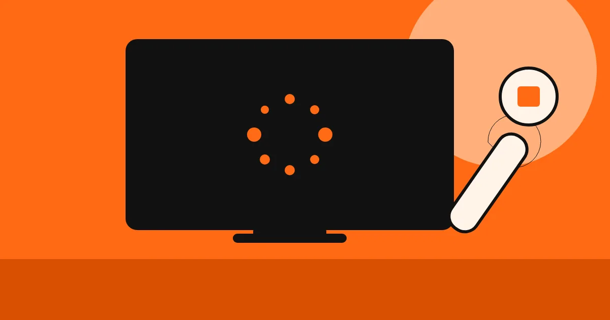 Ilustração de uma TV exibindo ícone de carregamento circular e uma chave de boca ao lado