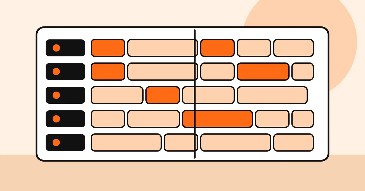 Grade de programação com linhas de canais e blocos coloridos de horários